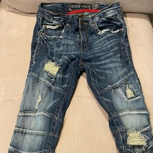 Men’S Distressed Moto Skinny Jeans